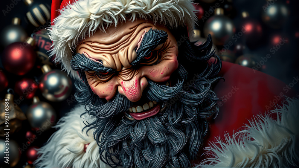 Obraz premium Wrinkled Santa with menacing expression
