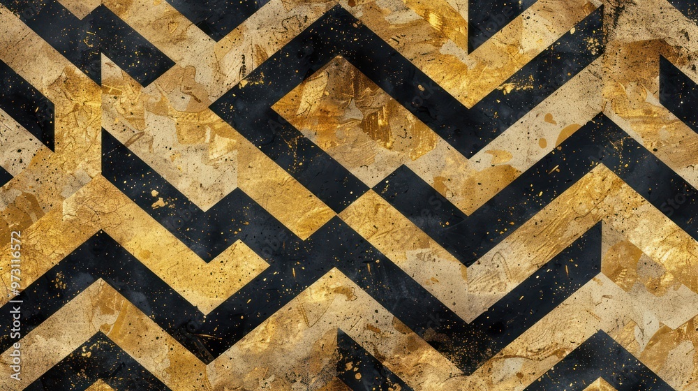 Abstract Gold and Black Chevron Pattern Abstract Gold and Black Chevron Pattern