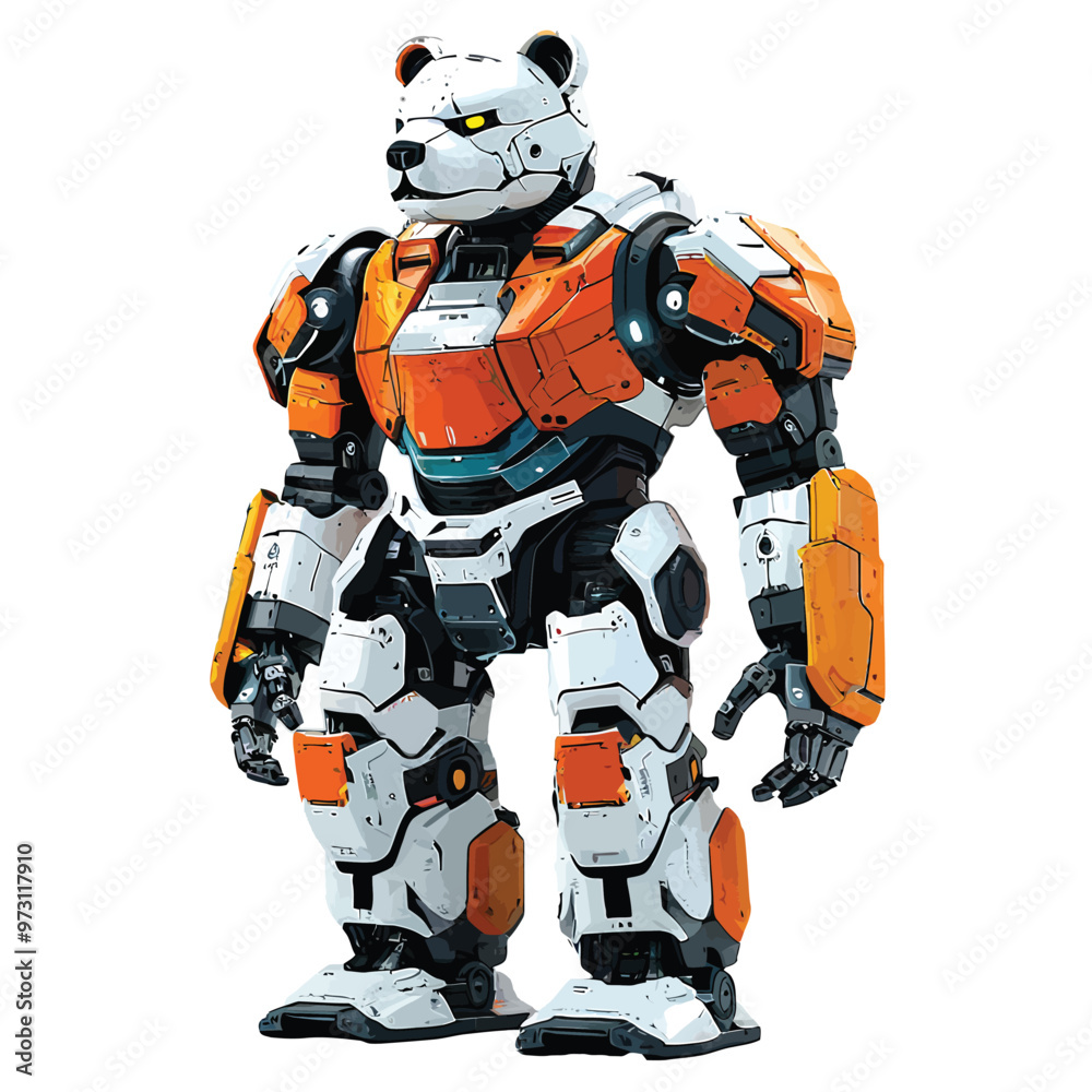 vector illustration image of a bear wearing advanced technology, with bright colors vector illustration image of a bear wearing advanced technology, with bright colors