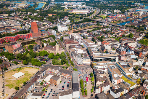 Duisburg city skyline in Germany