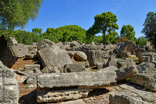 Ancient Olympia; Greece - august 30 2022 : archaeological site photo