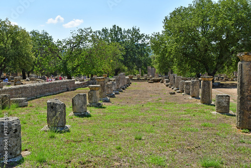 Ancient Olympia; Greece - august 30 2022 : archaeological site photo