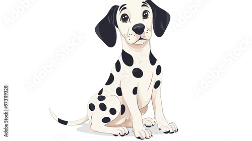 Cute Dalmatian Dog Raster Illustration in Flat Style isolated on white background