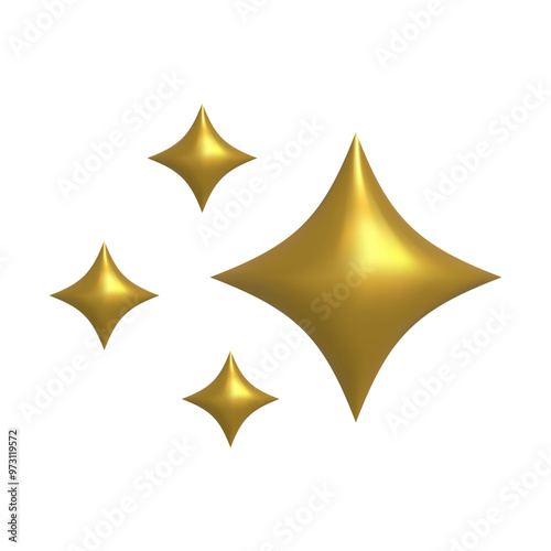 Shining golden stars emoji.3d style gold star icon,twinkle social media platform symbol on transparent background. Vector illustration EPS 10