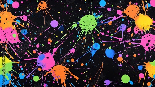 Fototapeta Naklejka Na Ścianę i Meble -  Abstract neon paint splatter transparent background