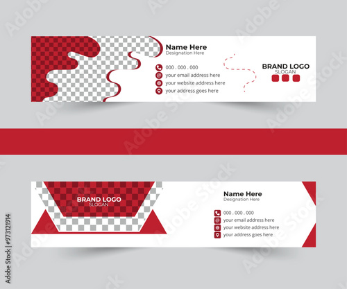 Email signature design in different style in red color and set design