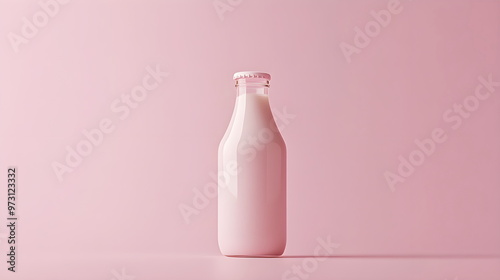 White milk bottle mockup on a simple backdrop.