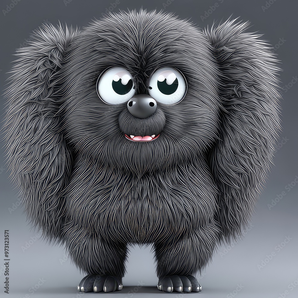 Obraz premium 3D illustration of a animated Cute Cartoon Baruk the Werewolf Character 3D Rendered on a Gray Background.