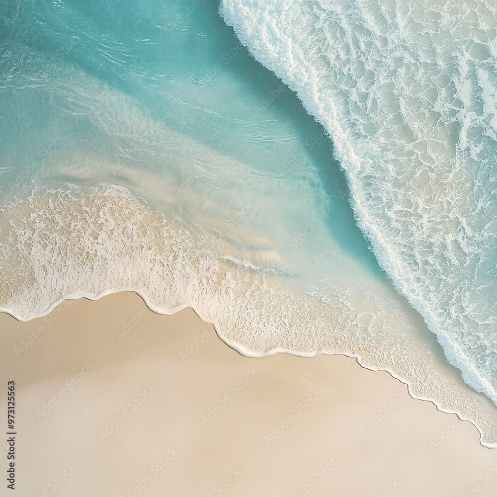 Fototapeta Serene Ocean Waves Meeting Sandy Shore