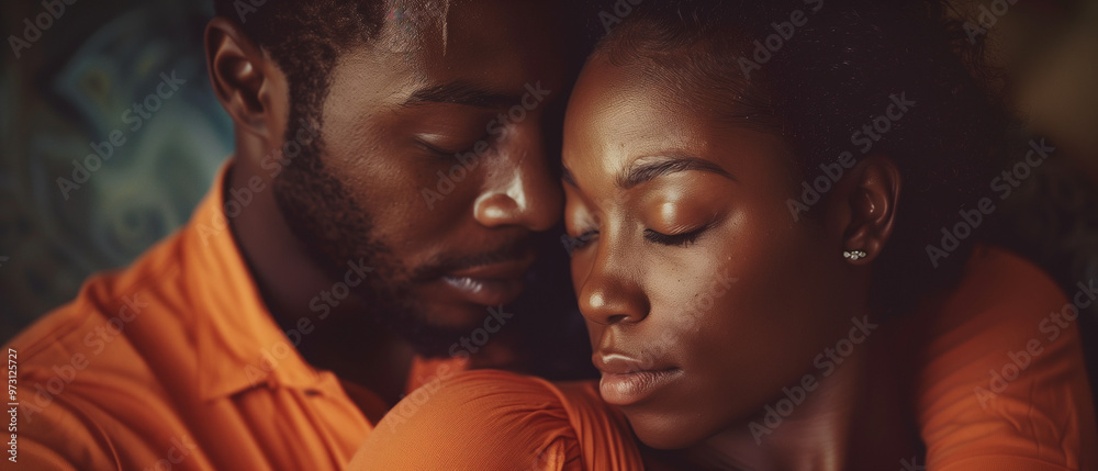 young black couple showing love and support during a cancer journey. Husband and wife embracing, comforting each other through a difficult time, highlighting diversity, resilience, and unity. young black couple showing love and support during a cancer journey. Husband and wife embracing, comforting each other through a difficult time, highlighting diversity, resilience, and unity.