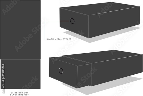 Footwear Shoe Box Drawer Pull Out Template Design Mockup