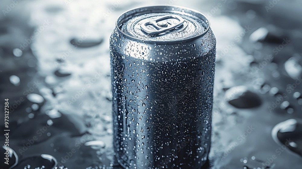 A clean and minimalistic beverage can with no logos, set against a balanced background. A clean and minimalistic beverage can with no logos, set against a balanced background.