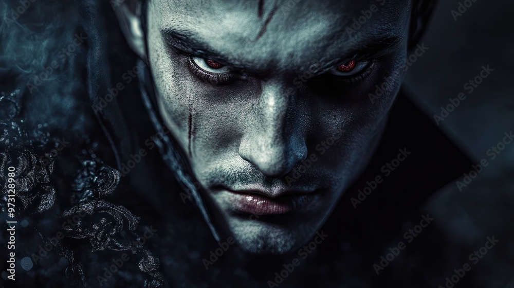 Fashion portrait of a vampire man inside Fashion portrait of a vampire man inside
