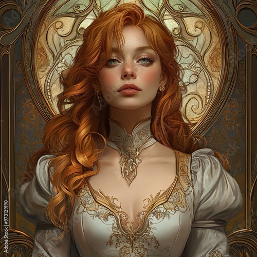 Elegant Portrait of a Redhead in Vintage Style