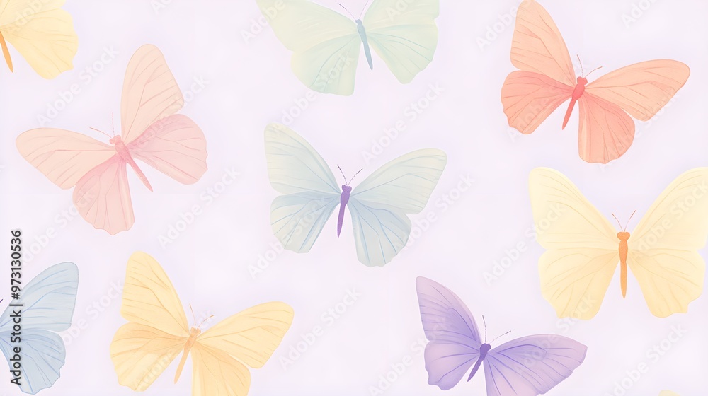 Pastel Butterfly Pattern Background Pastel Butterfly Pattern Background