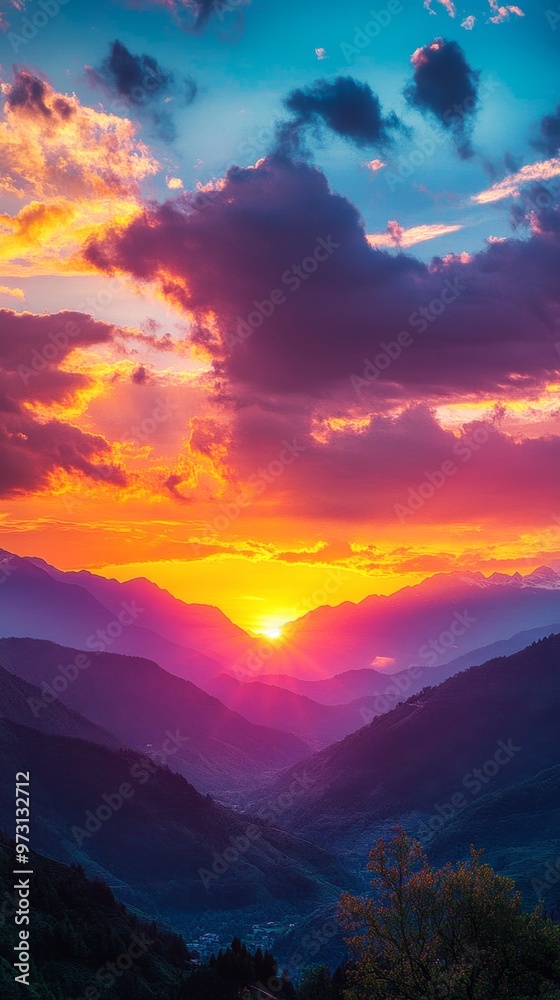 Majestic Cliff Overgrown with Lush Greenery under Blue Sky with Scattered Clouds Majestic Cliff Overgrown with Lush Greenery under Blue Sky with Scattered Clouds