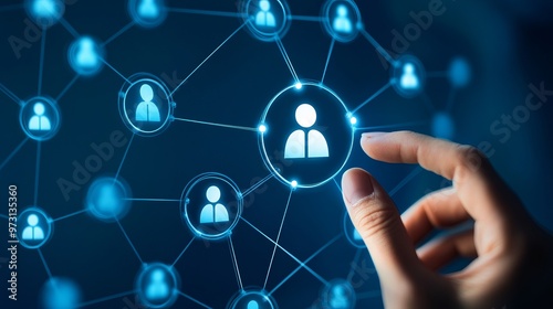 Onboarding concept. Person touch virtual onboarding icon for human resources business industry to introduce newly hired employee into an organization with behavior, welcome, knowledge, and skill