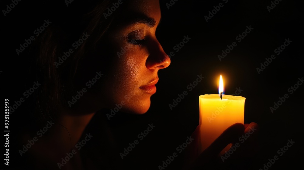 Embracing Solitude: Person Sitting in the Dark with Candlelight, Reflecting Sadness and Contemplation Embracing Solitude: Person Sitting in the Dark with Candlelight, Reflecting Sadness and Contemplation