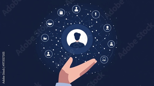 Onboarding concept. Person touch virtual onboarding icon for human resources business industry to introduce newly hired employee into an organization with behavior, welcome, knowledge, and skill