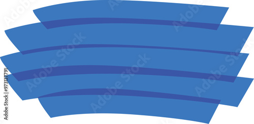 Abstract graphic design featuring multiple blue shapes with a transparent effect, overlapping to create a sense of depth and movement