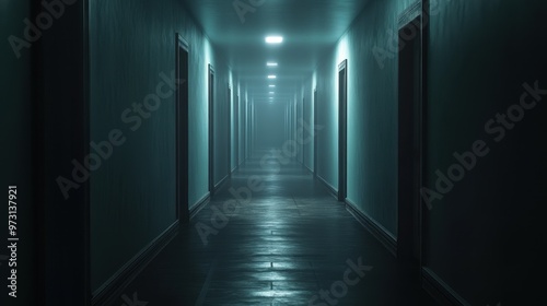 Mystical Passage in Dim Light - Atmospheric Corridor with Soft Shadows and Muted Tones for Mystery and Intrigue