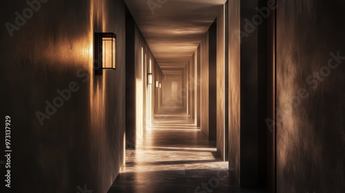 Eerie Labyrinth of Shadows: Moody Corridor with Muted Colors