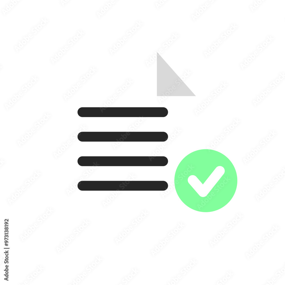 Tick check mark document report icon. Approved paper. Feedback, task, decision, agreement concepts. Flat vector design isolated illustration. Tick check mark document report icon. Approved paper. Feedback, task, decision, agreement concepts. Flat vector design isolated illustration.