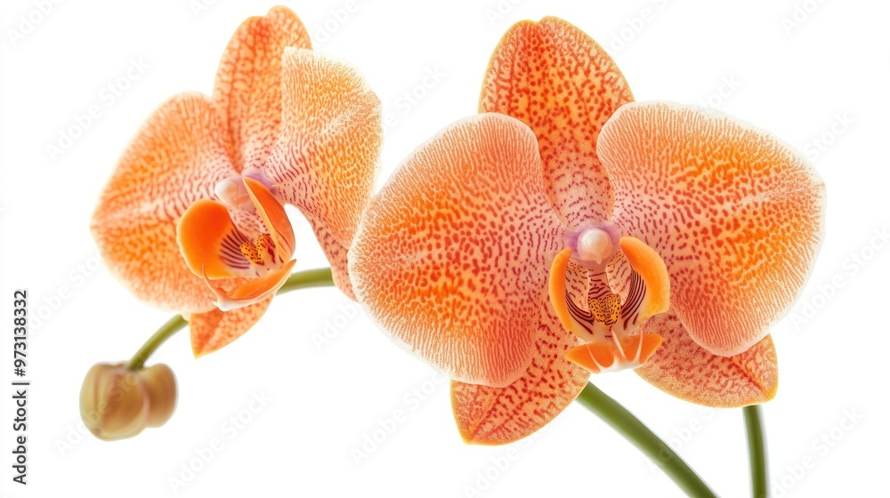 A close-up of vibrant orange orchids showcasing their intricate patterns and beauty. A close-up of vibrant orange orchids showcasing their intricate patterns and beauty.