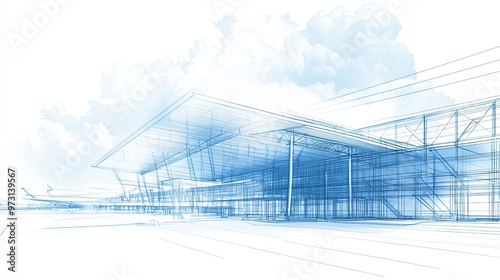 Architectural Blueprint of Modern Airport Terminal