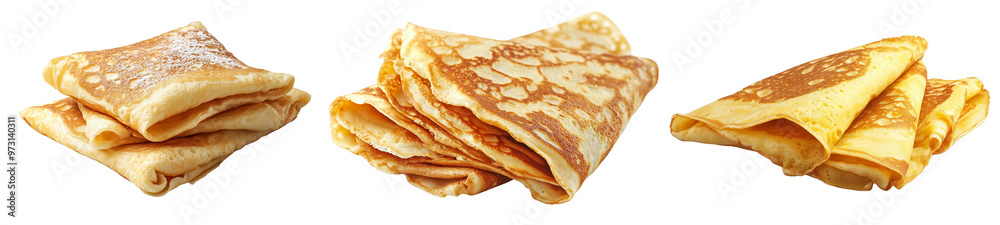 Set of a 3 pieces of crepes, isolated on a transparent background. Set of a 3 pieces of crepes, isolated on a transparent background.
