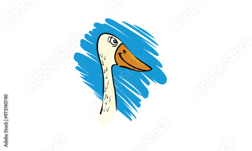 Duck cartoon vector art illustration. Rubber duck. Vector Illustartion of cute cartoon duck. White duck cartoon character on white background illustration.