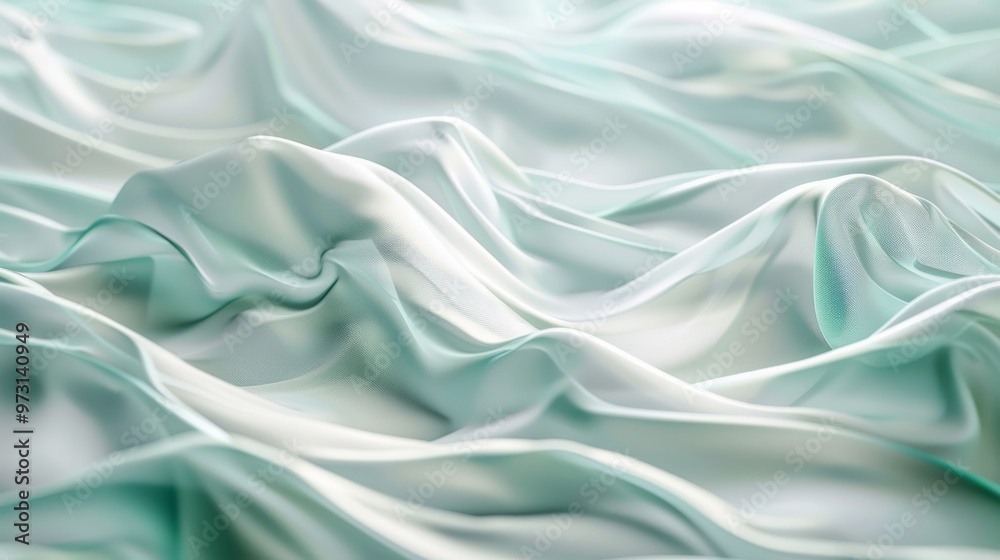 Obraz premium Mint green waves softly shimmering under sunlight Close-up photo with clean background