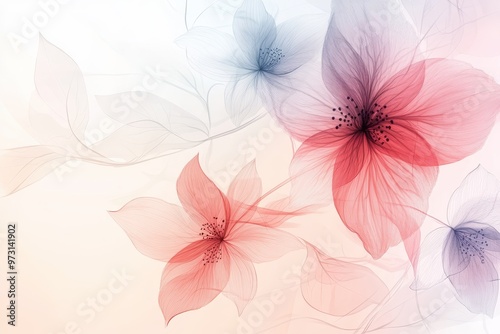 Delicate Pink and Blue Flowers with Translucent Petals