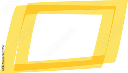 Simple yellow double square frame is floating on a white background