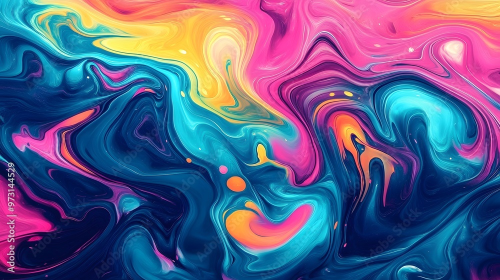 Obraz premium Colorful Waves Oil Painting, Abstract Image, Texture, Pattern Background, Wallpaper, Cover and Screen for Smartphone, PC, Laptop, 9:16 and 16:9 Format