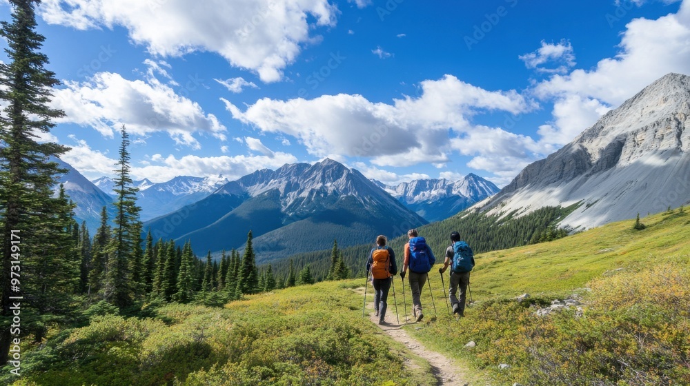 Scenic Hiking Trail in Majestic Mountains Scenic Hiking Trail in Majestic Mountains
