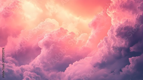 Dramatic Sunset Sky with Colorful Clouds in Vivid Pink Orange and Purple Shades