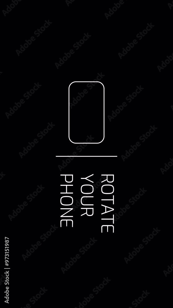 animation of a smartphone screen rotating from horizontal to vertical orientation.