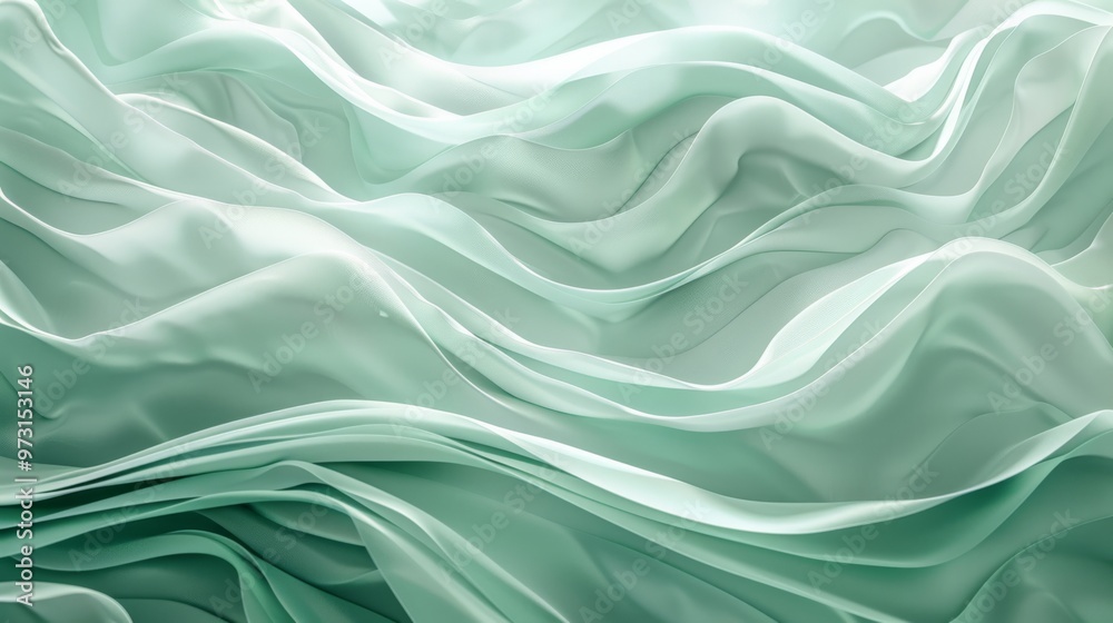 Obraz premium Sunlight dancing on mint colored waves in an abstract pattern Close-up photo with clean background