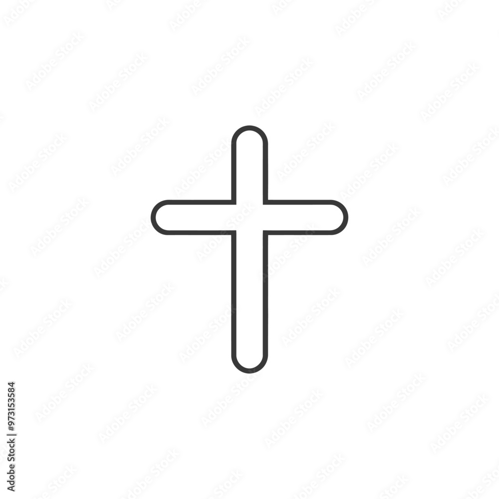 A Simple Black Line Drawing of a Christian Cross A Simple Black Line Drawing of a Christian Cross