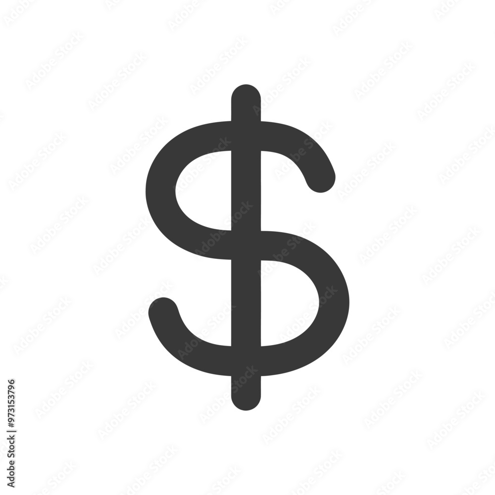 A simple bold black and white graphic of the US dollar sign A simple bold black and white graphic of the US dollar sign