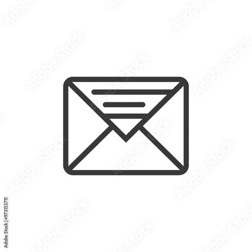 A Simple Black Outline of an Envelope with Three Horizontal Lines Inside