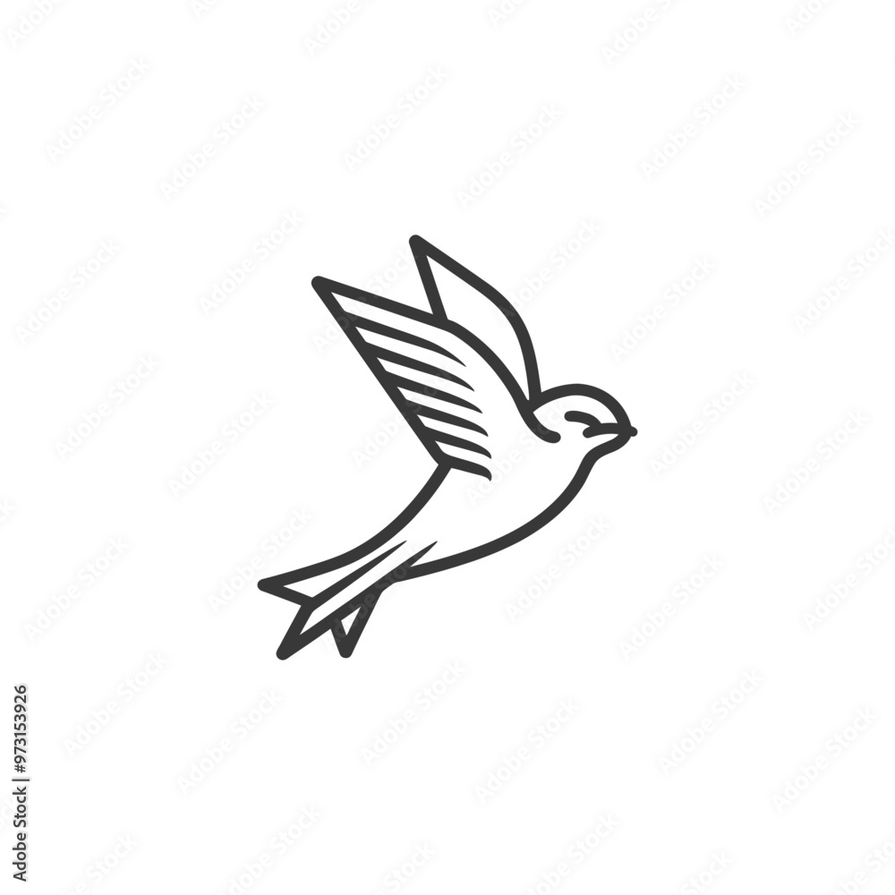 A Simple Line Art Illustration of a Bird in Flight A Simple Line Art Illustration of a Bird in Flight