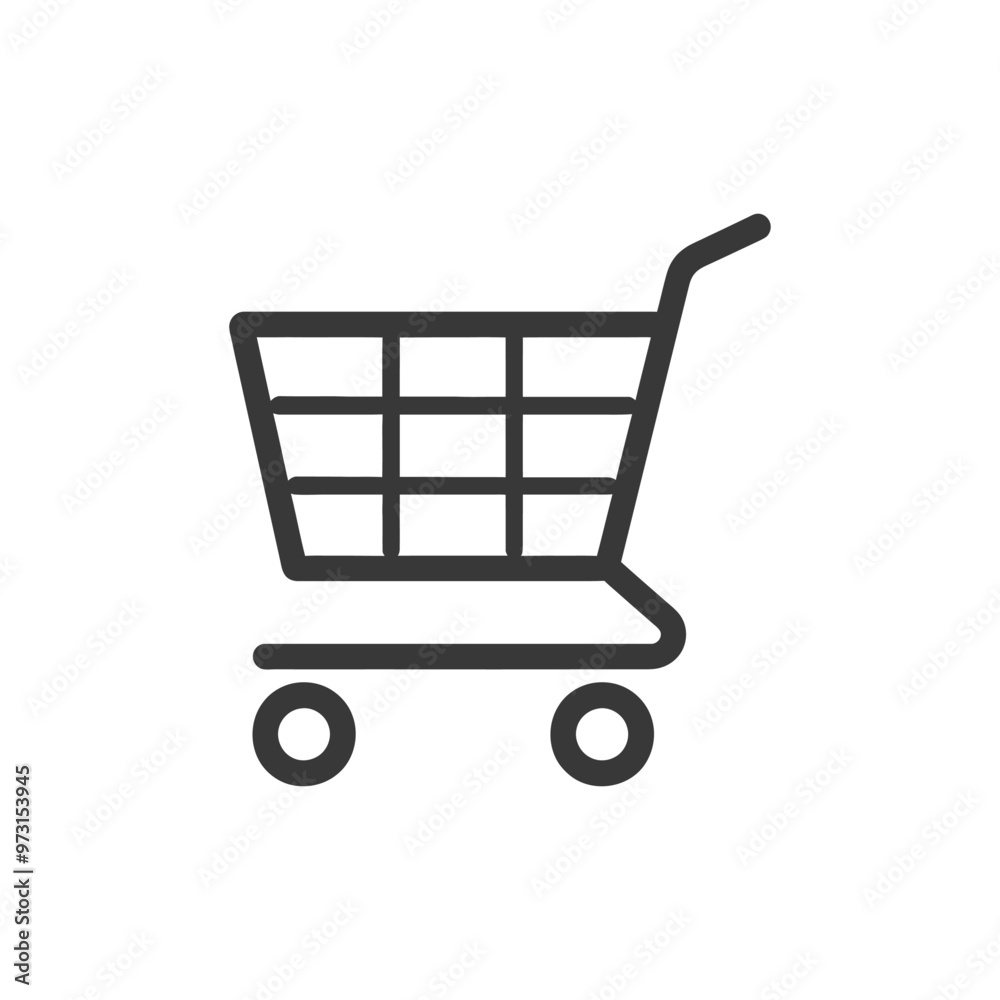 A simple line art illustration of a shopping cart A simple line art illustration of a shopping cart