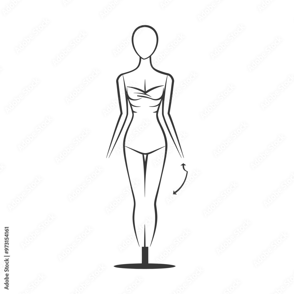 A Simple Line Drawing of a Female Mannequin on a Stand A Simple Line Drawing of a Female Mannequin on a Stand