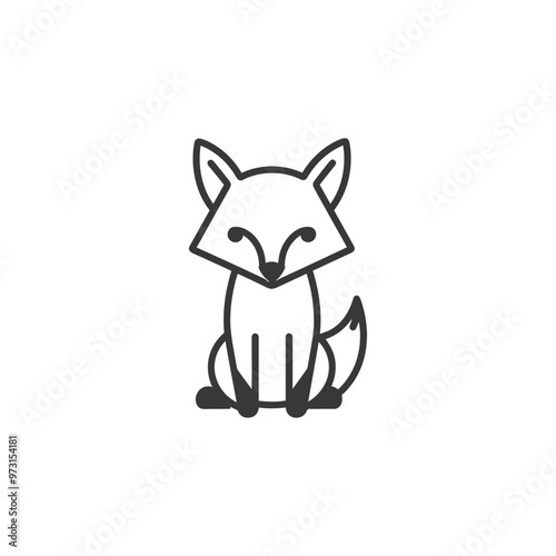 A simple line drawing of a fox sitting on its haunches