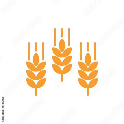 Vector Filled Farm Wheat Ears Icon. Whole Grain Symbol Illustration for Organic Eco Business, Farming, Beer, Bakery. Gluten Free Logo.	