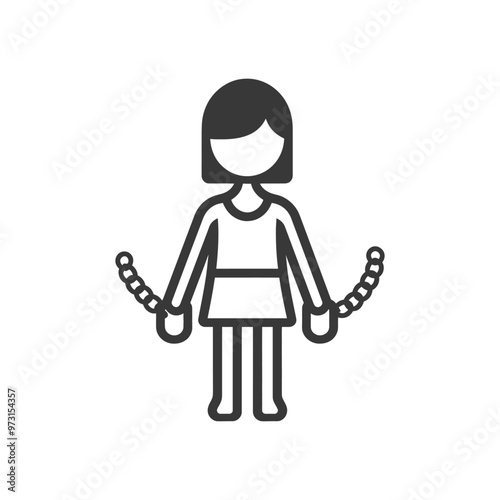 A Simple Line Drawing of a Girl with Chains on Her Wrists