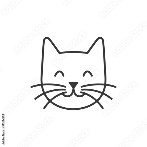 A simple line drawing of a happy cat face