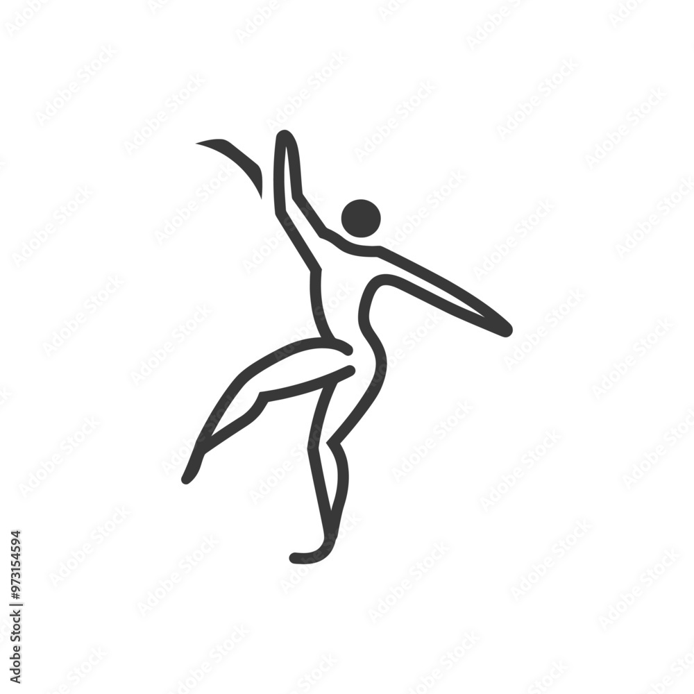 A simple line drawing of a person dancing A simple line drawing of a person dancing